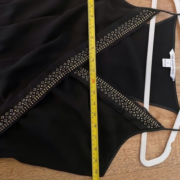 DVF Diane Von Furstenberg Silk Caroline Jewel Embellished Black Jumpsuit Size 12 - Picture 13 of 16